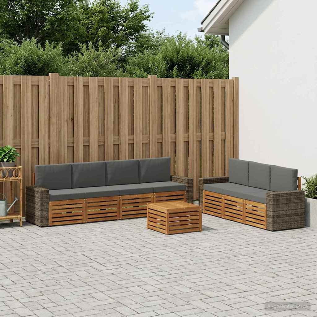 vidaXL Zestawy sof z poduszką 8 pcs Lite Drewno Akacji