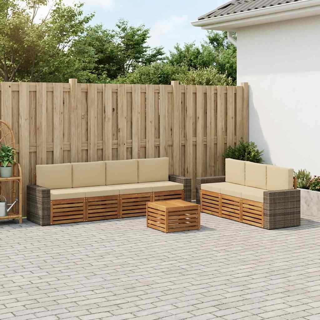 vidaXL Zestawy sof z poduszką 8 pcs Lite Drewno Akacji