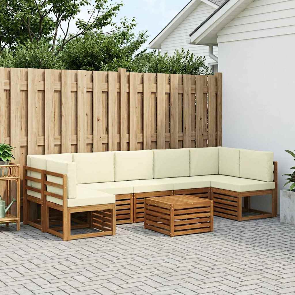 vidaXL Zestaw sof na zewnątrz z poduszką 8 pcs Naturalny i Kremowy
