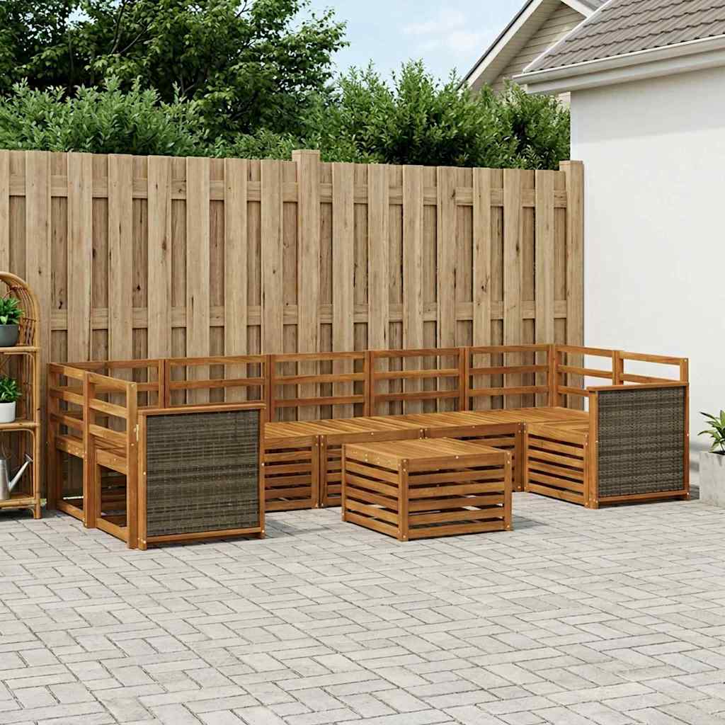 vidaXL Zestaw sof na zewnątrz 8 pcs naturalny Lite Drewno Akacji
