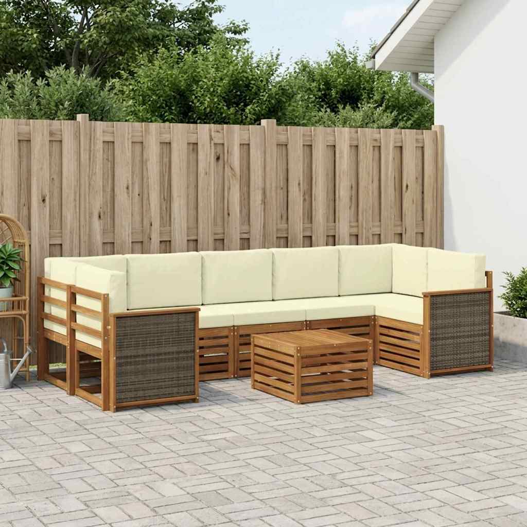 vidaXL Zestaw sof na zewnątrz z poduszką 8 pcs Naturalny i Kremowy