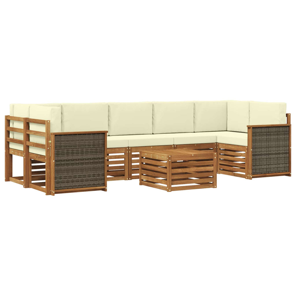vidaXL Zestaw sof na zewnątrz z poduszką 8 pcs Naturalny i Kremowy