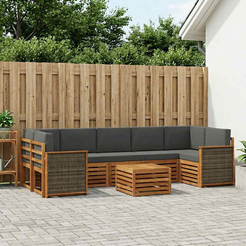 vidaXL Zestaw sof na zewnątrz z poduszką 8 pcs Naturalny i Antracytowy