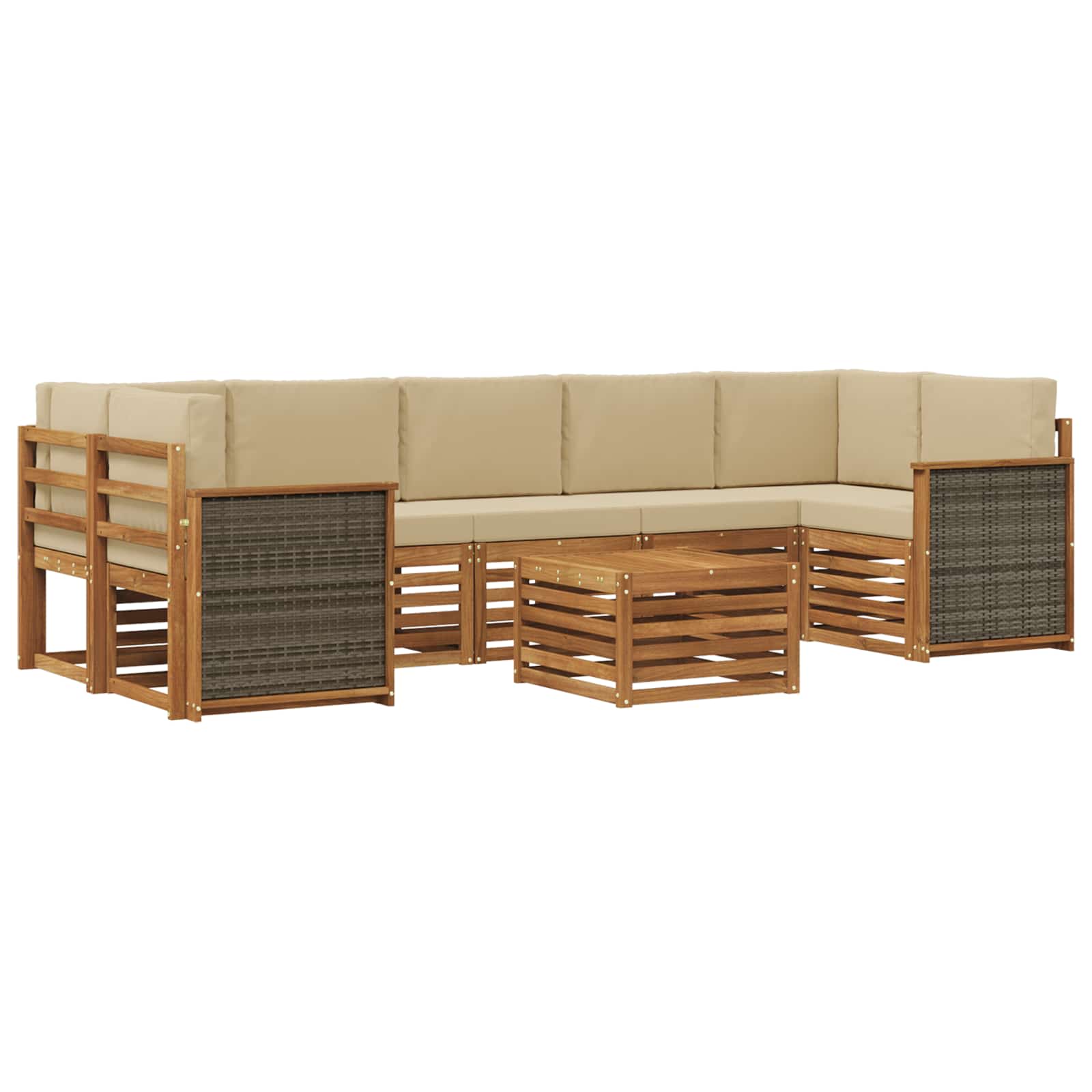 vidaXL Zestaw sof na zewnątrz z poduszką 8 pcs Naturalny i Beżowy