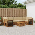 vidaXL Zestaw sof na zewnątrz z poduszką 8 pcs Naturalny i Beżowy