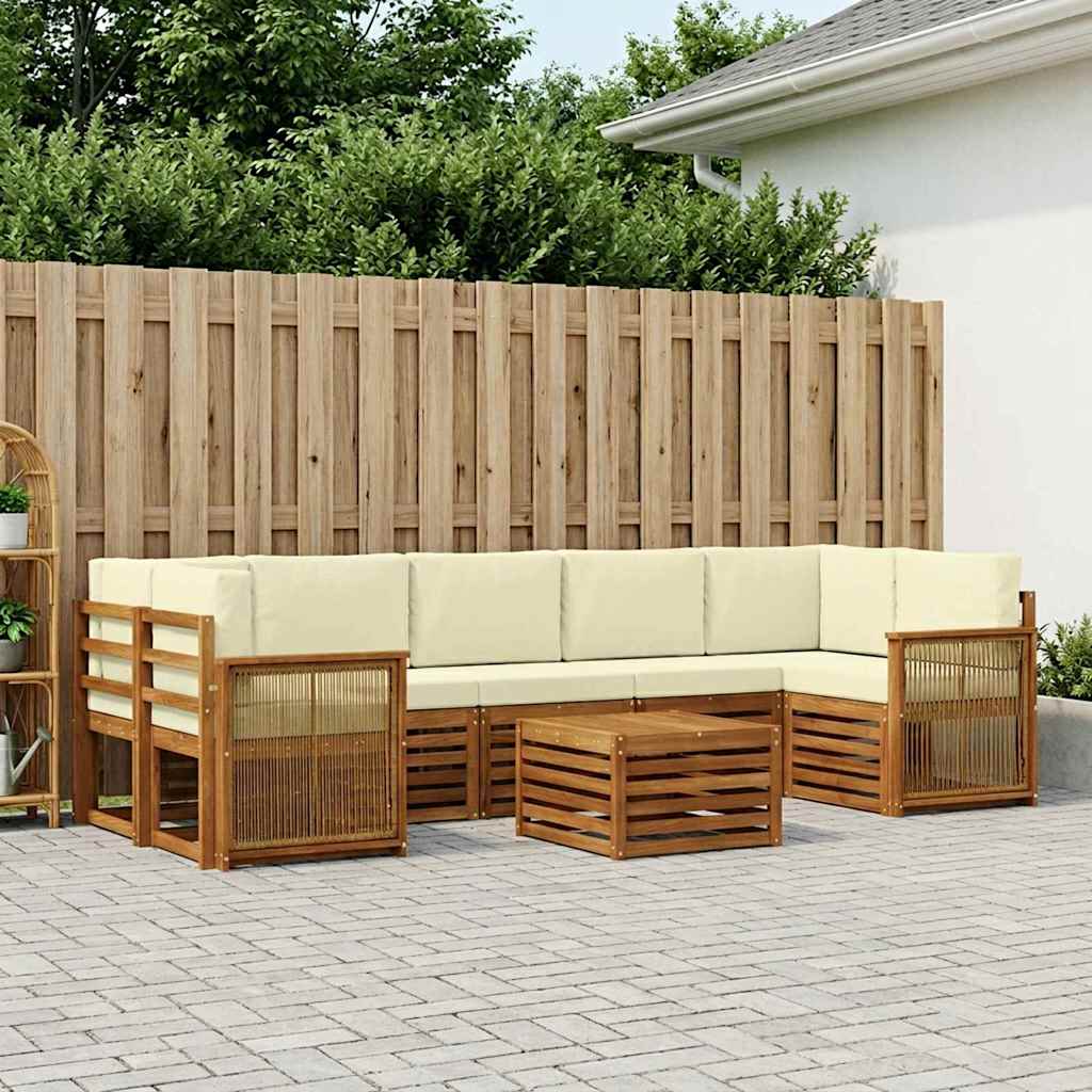 vidaXL Zestaw sof na zewnątrz z poduszką 8 pcs Naturalny i Kremowy
