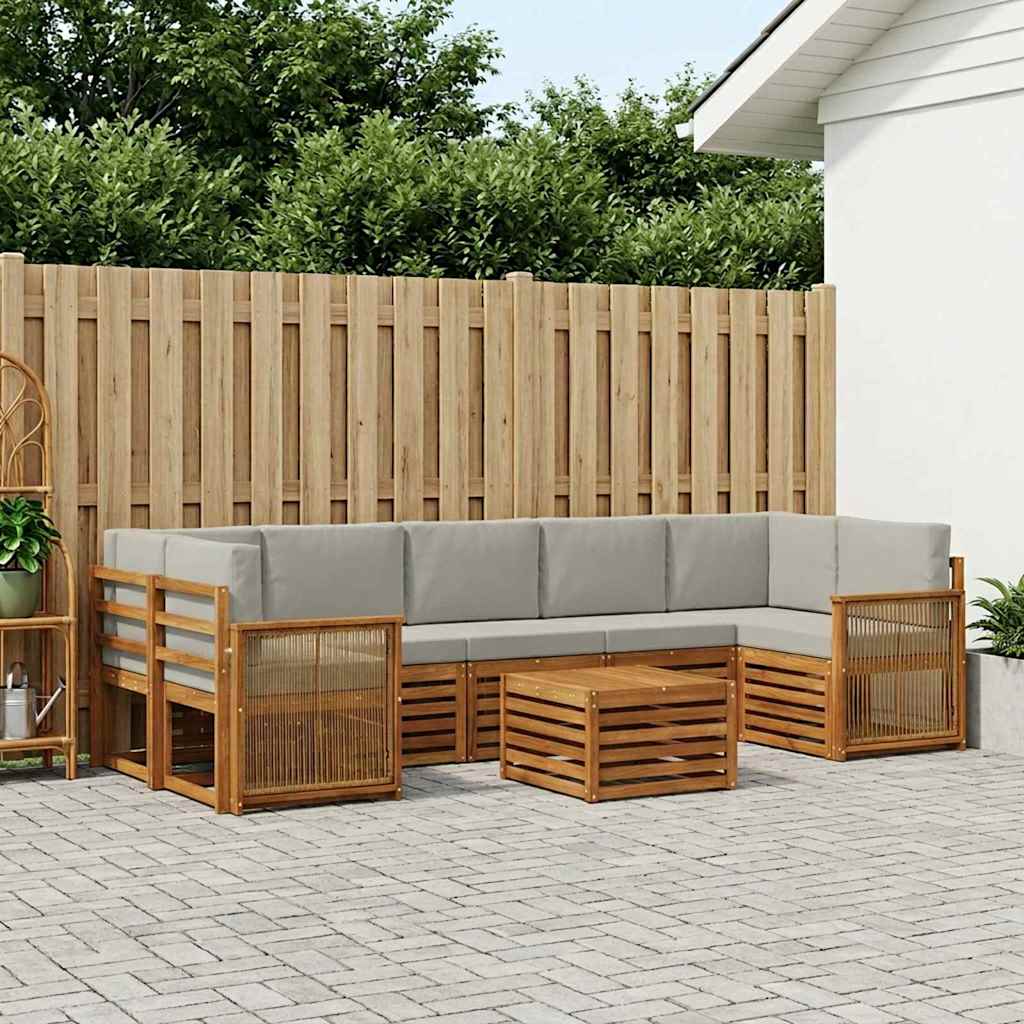 vidaXL Zestaw sof na zewnątrz z poduszką 8 pcs Naturalny i jasnoszary