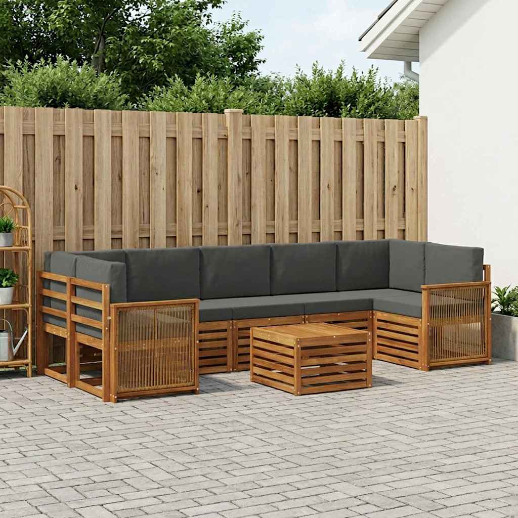 vidaXL Zestaw sof na zewnątrz z poduszką 8 pcs Naturalny i Antracytowy