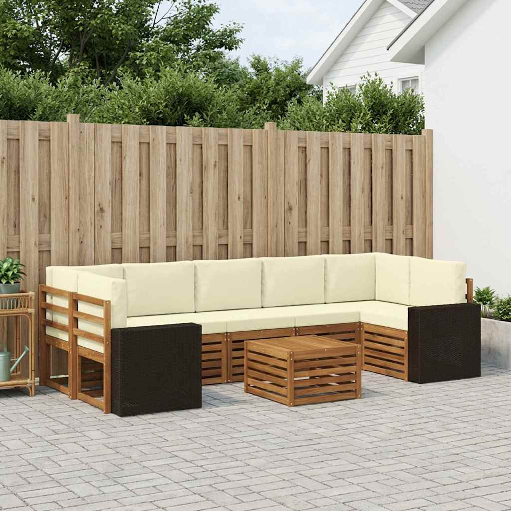 vidaXL Zestaw sof na zewnątrz z poduszką 8 pcs Naturalny i Kremowy