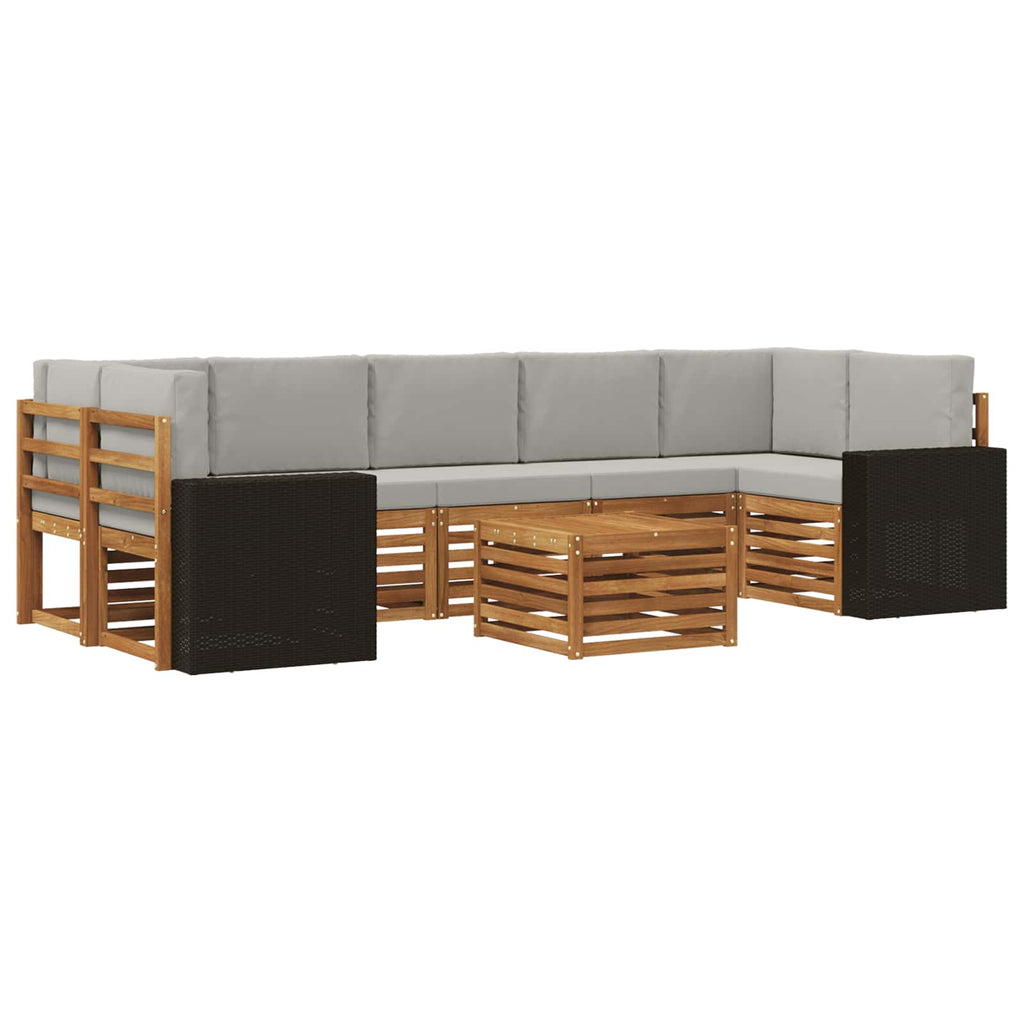 vidaXL Zestaw sof na zewnątrz z poduszką 8 pcs Naturalny i jasnoszary