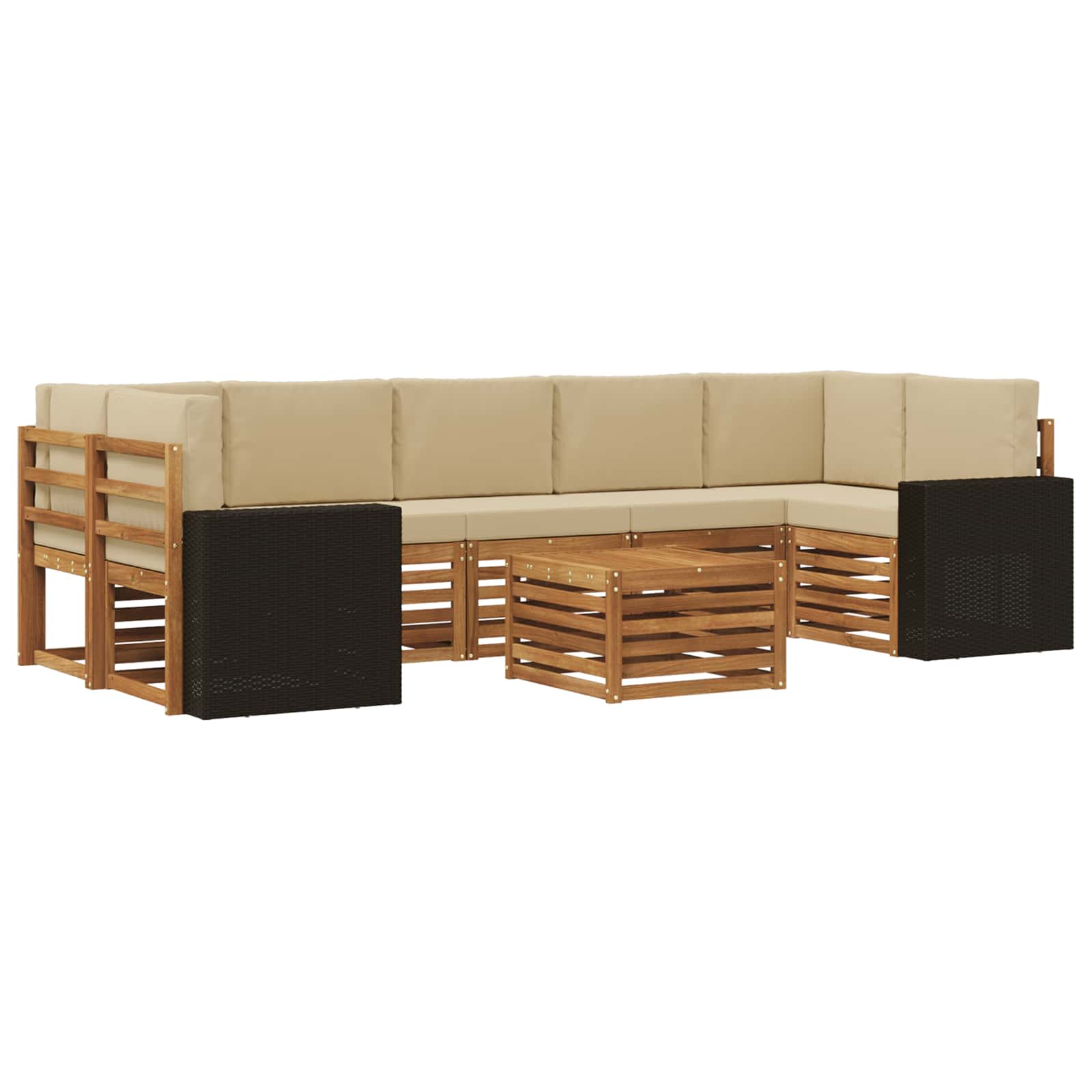 vidaXL Zestaw sof na zewnątrz z poduszką 8 pcs Naturalny i Beżowy