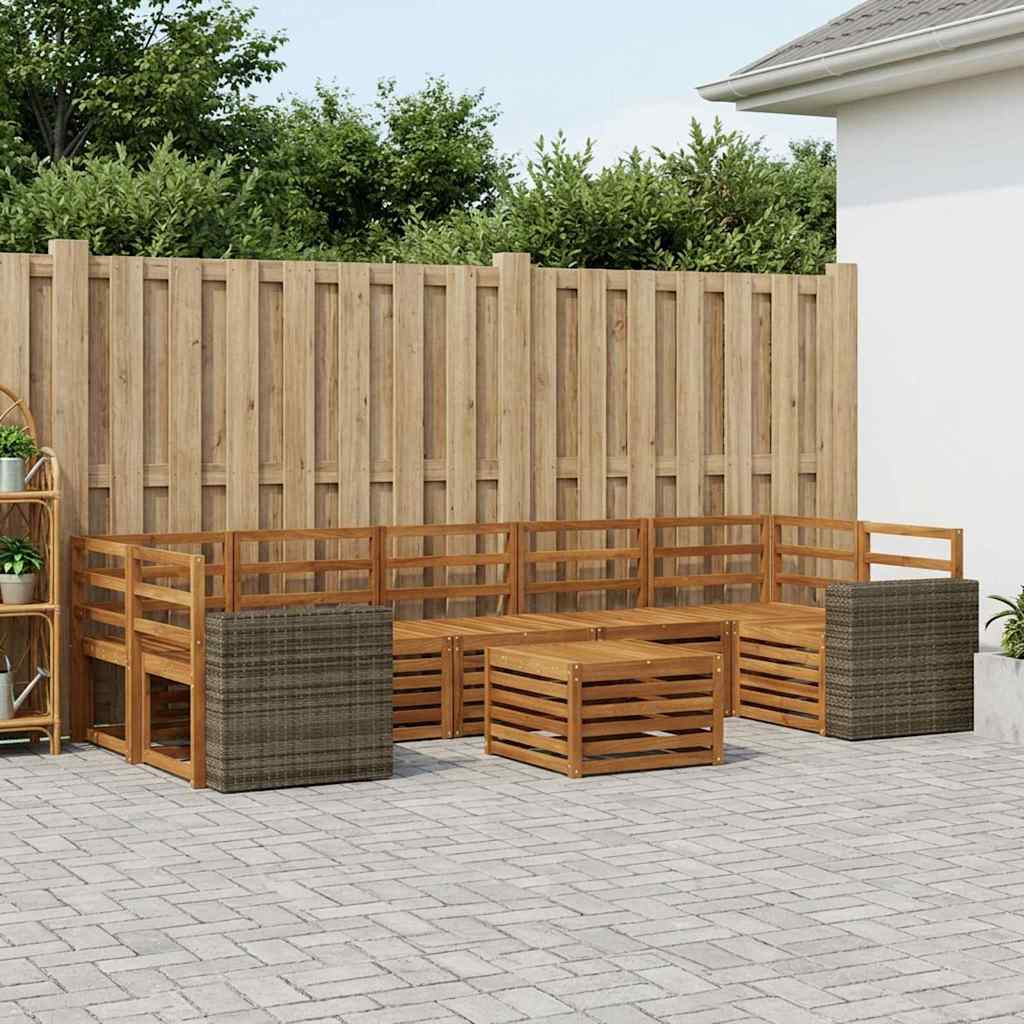 vidaXL Zestaw sof na zewnątrz 8 pcs naturalny Lite Drewno Akacji