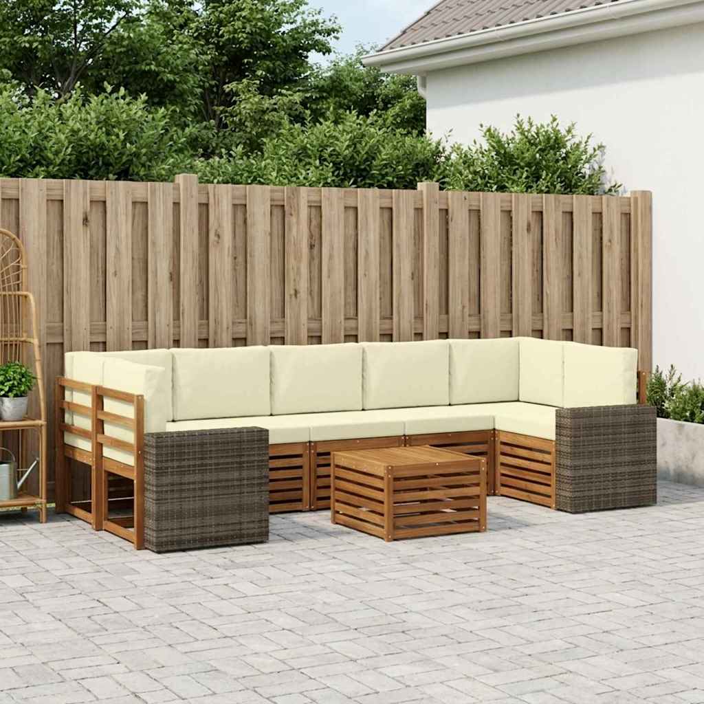 vidaXL Zestaw sof na zewnątrz z poduszką 8 pcs Naturalny i Kremowy