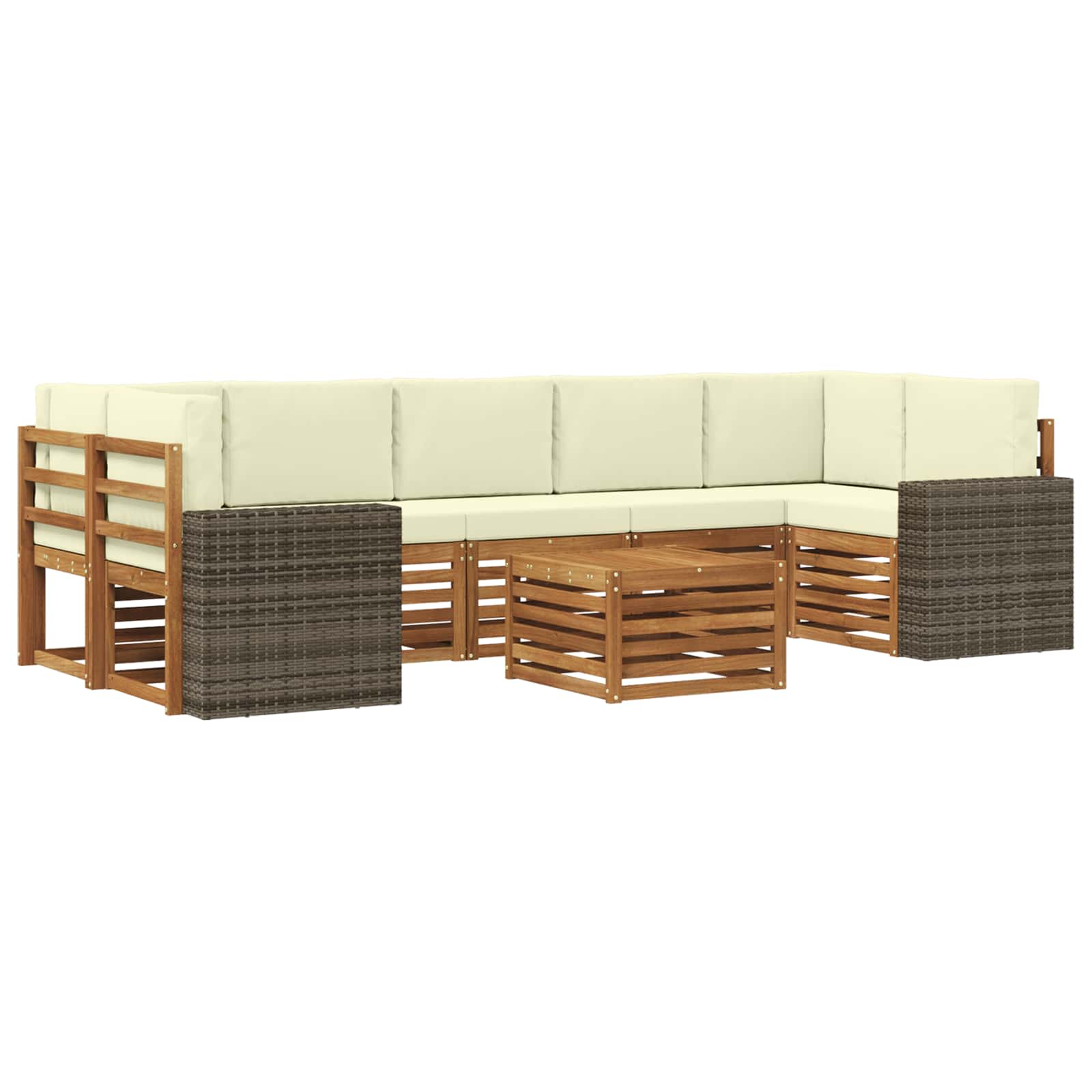 vidaXL Zestaw sof na zewnątrz z poduszką 8 pcs Naturalny i Kremowy
