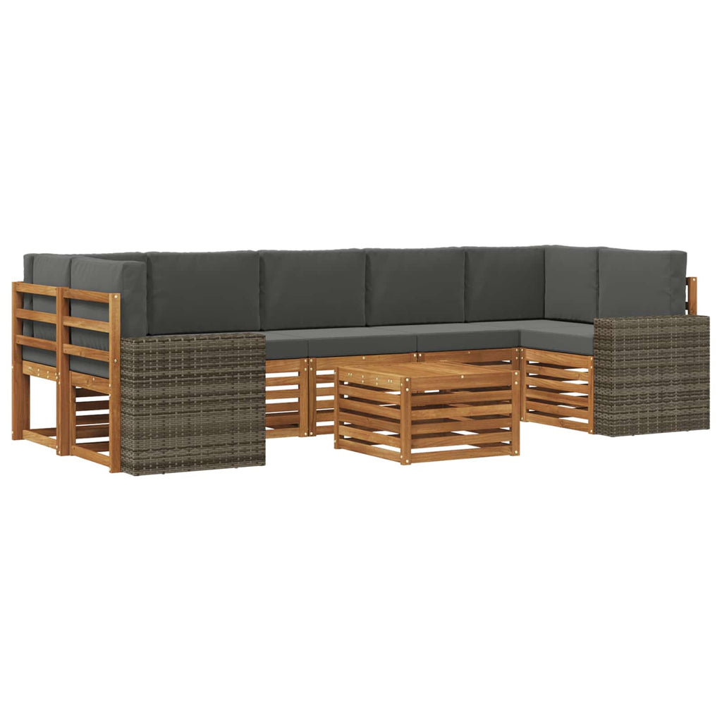vidaXL Zestaw sof na zewnątrz z poduszką 8 pcs Naturalny i Antracytowy