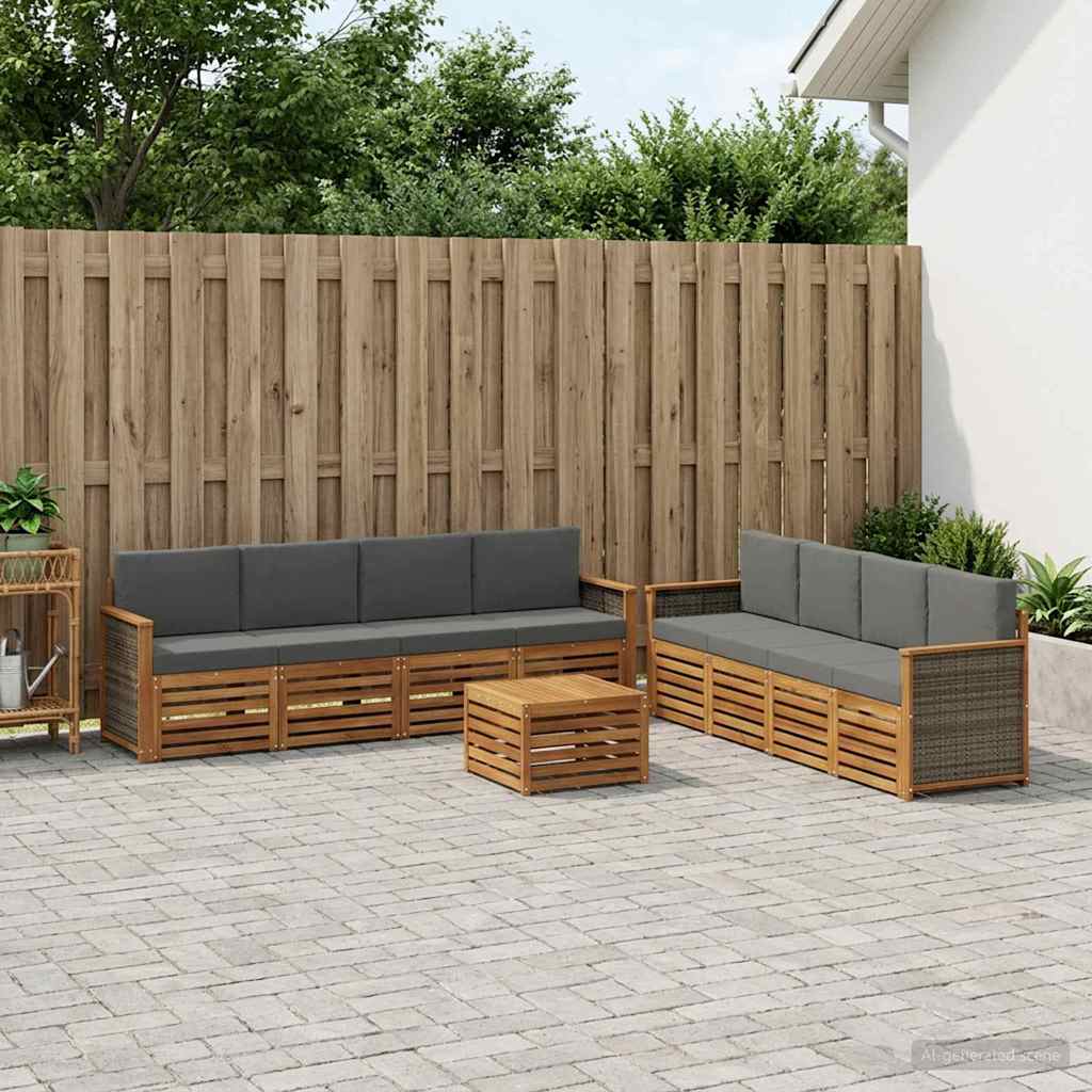 vidaXL Zestawy sof z poduszką 9 pcs Lite Drewno Akacji