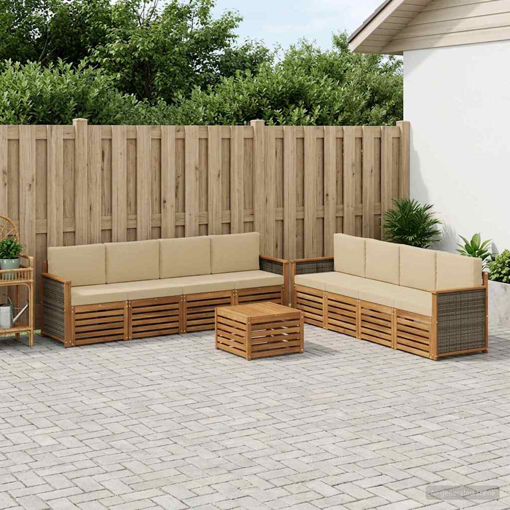 vidaXL Zestawy sof z poduszką 9 pcs Lite Drewno Akacji