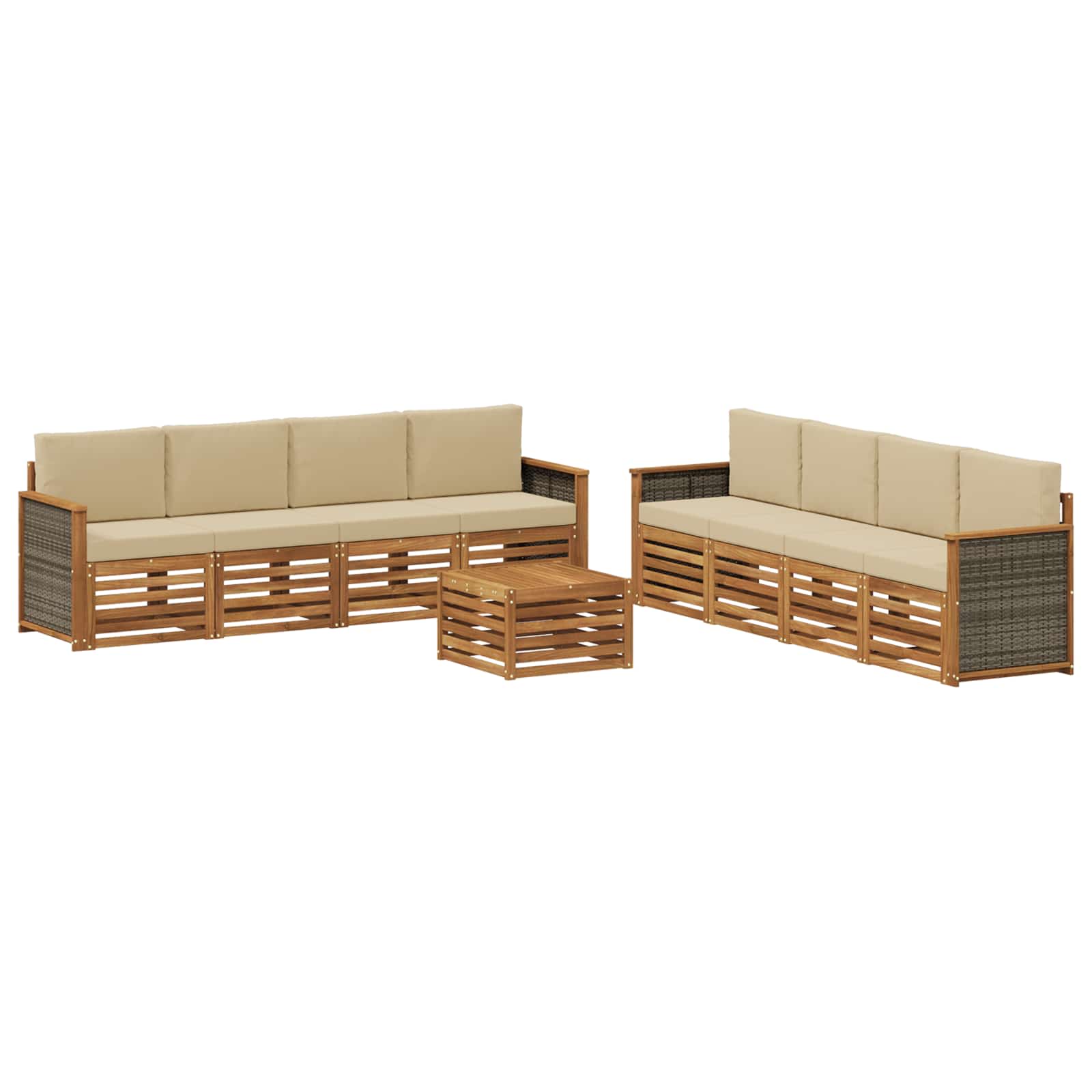 vidaXL Zestawy sof z poduszką 9 pcs Lite Drewno Akacji