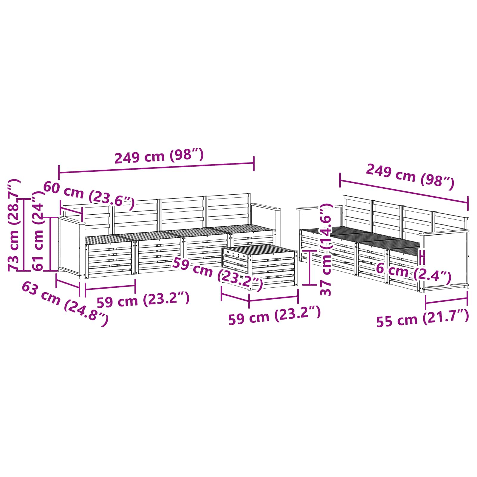 vidaXL Zestawy sof 9 pcs Lite Drewno Akacji