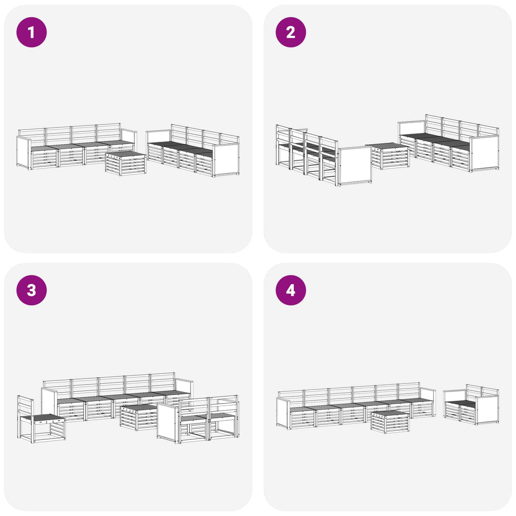 vidaXL Zestawy sof 9 pcs Lite Drewno Akacji