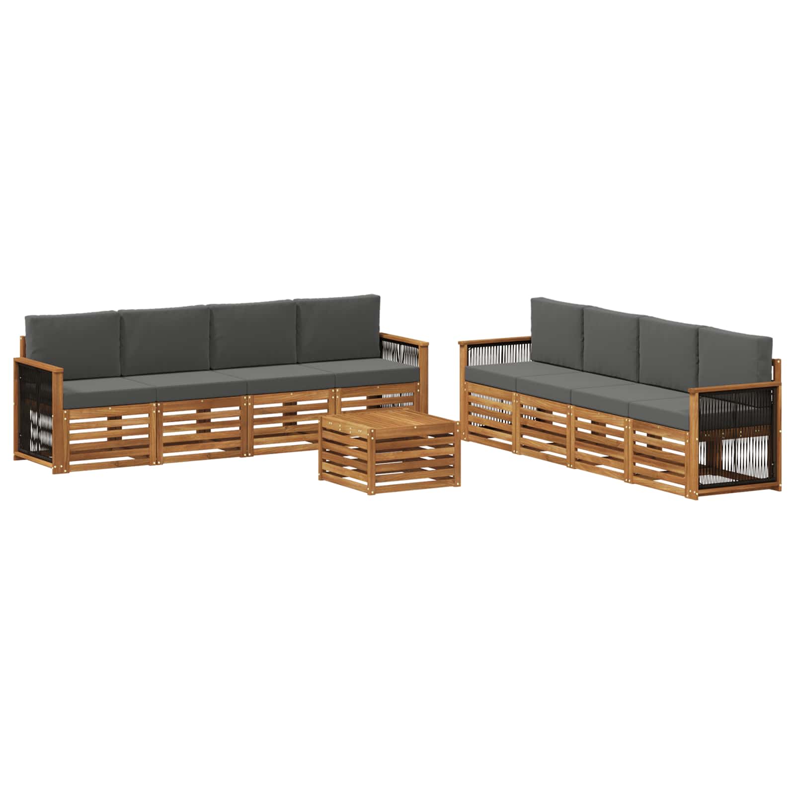 vidaXL Zestawy sof z poduszką 9 pcs Lite Drewno Akacji