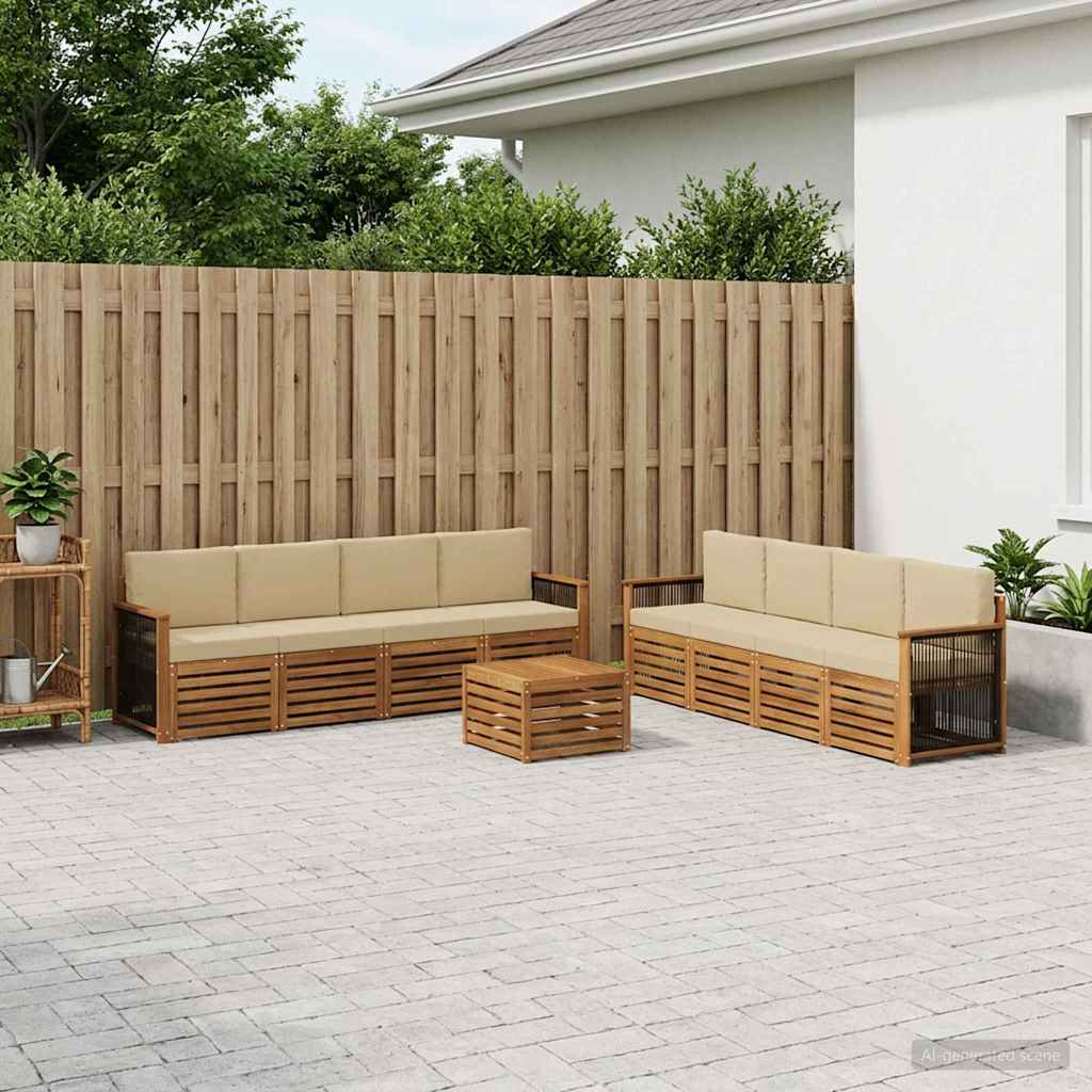 vidaXL Zestawy sof z poduszką 9 pcs Lite Drewno Akacji