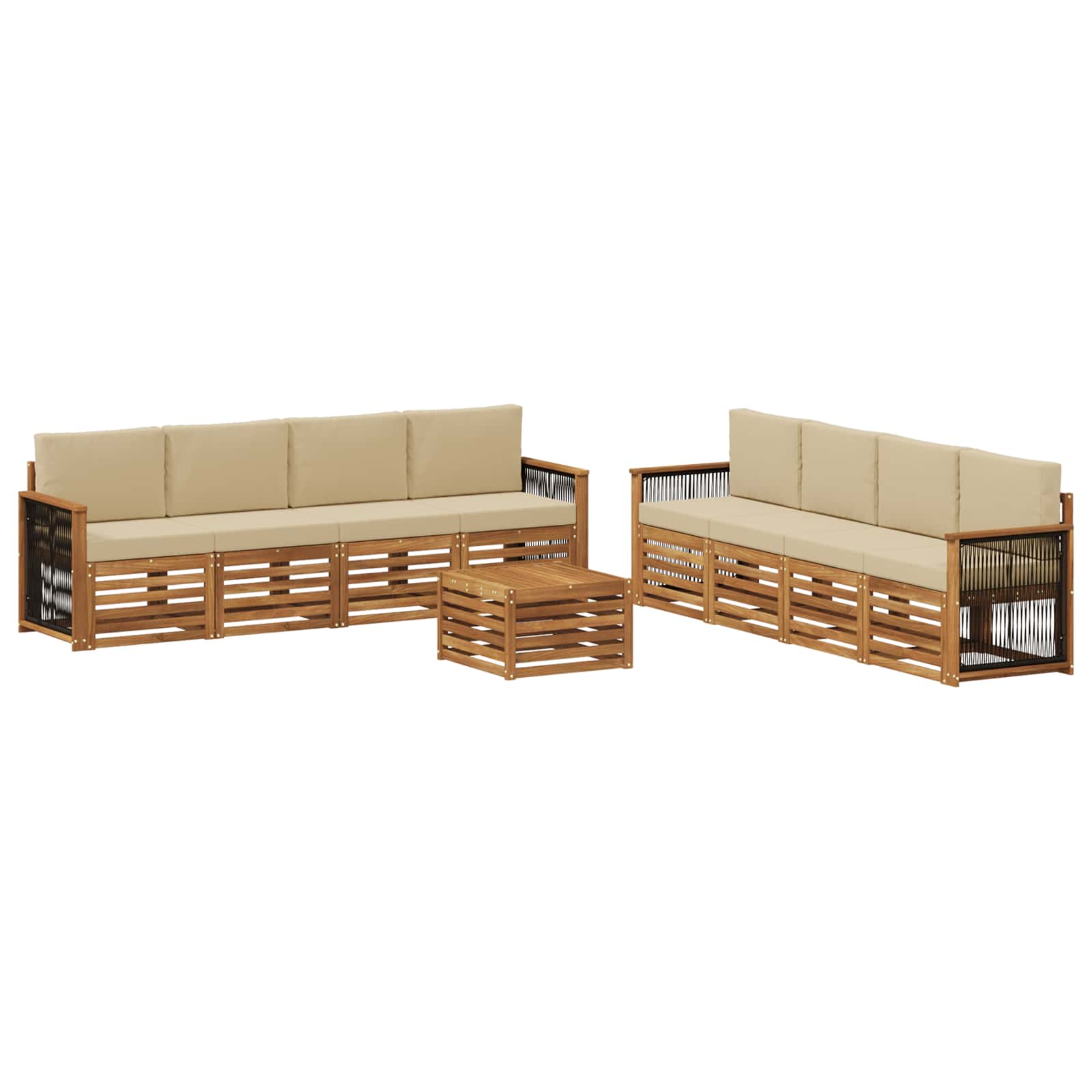 vidaXL Zestawy sof z poduszką 9 pcs Lite Drewno Akacji
