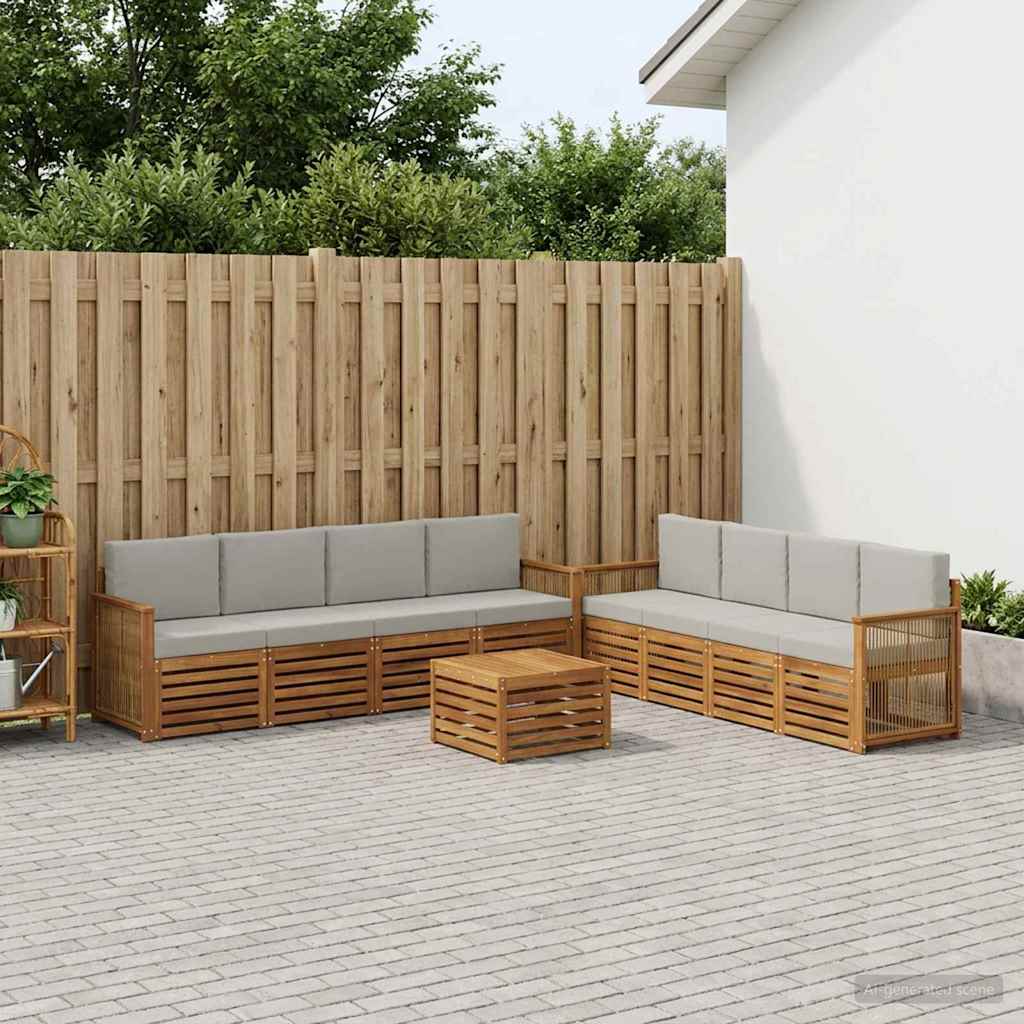 vidaXL Zestawy sof z poduszką 9 pcs Lite Drewno Akacji
