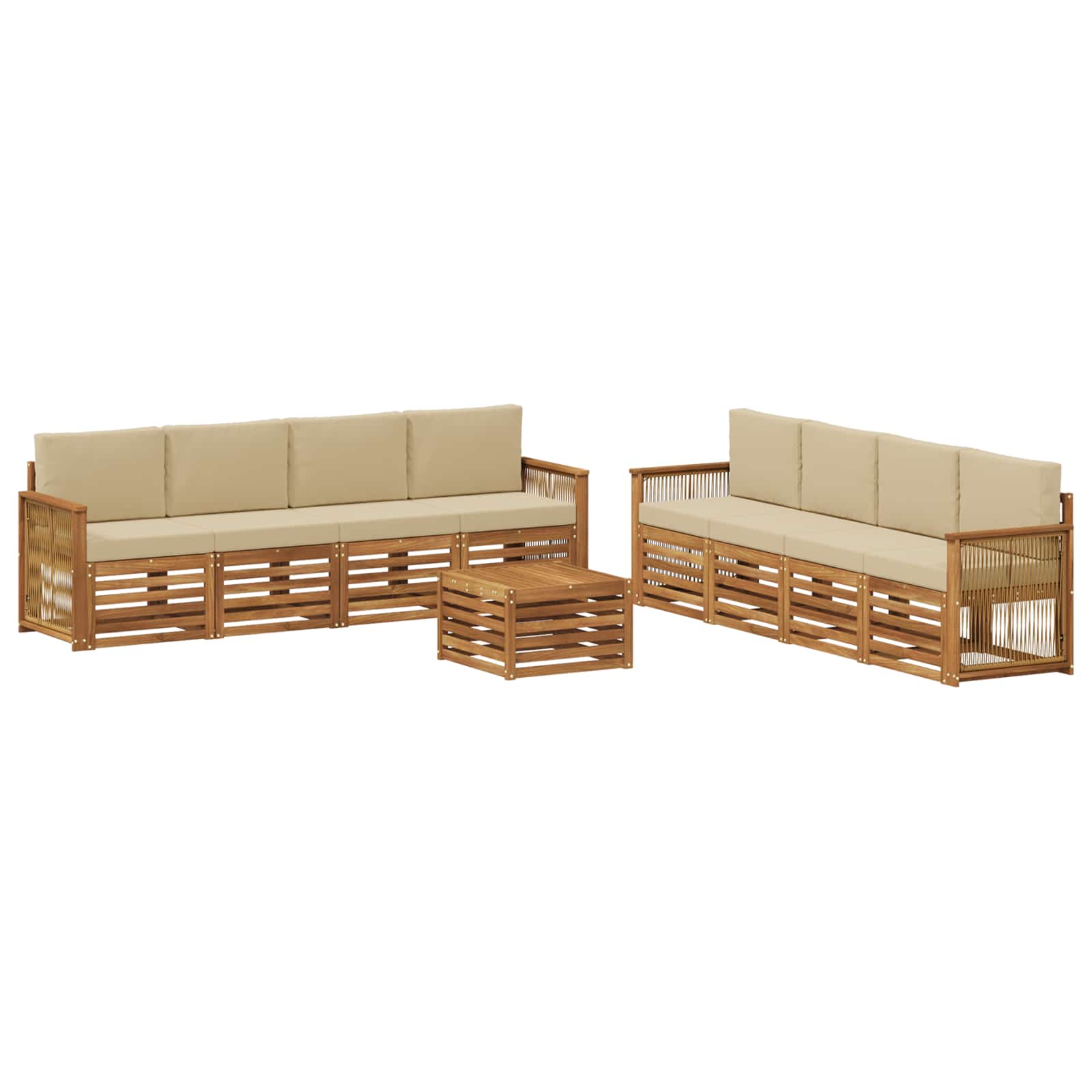 vidaXL Zestawy sof z poduszką 9 pcs Lite Drewno Akacji