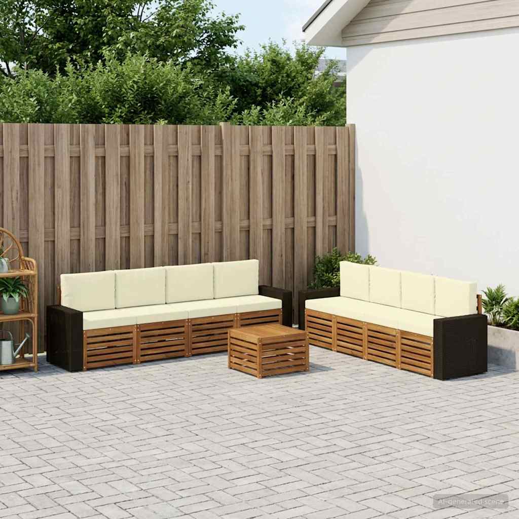 vidaXL Zestawy sof z poduszką 9 pcs Lite Drewno Akacji