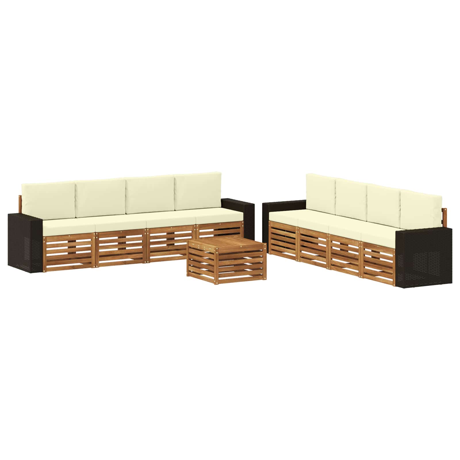 vidaXL Zestawy sof z poduszką 9 pcs Lite Drewno Akacji
