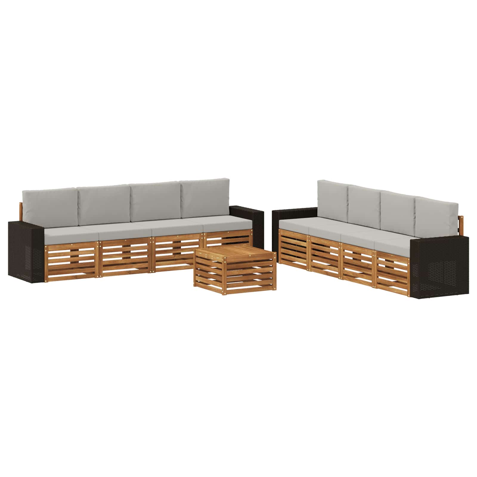 vidaXL Zestawy sof z poduszką 9 pcs Lite Drewno Akacji