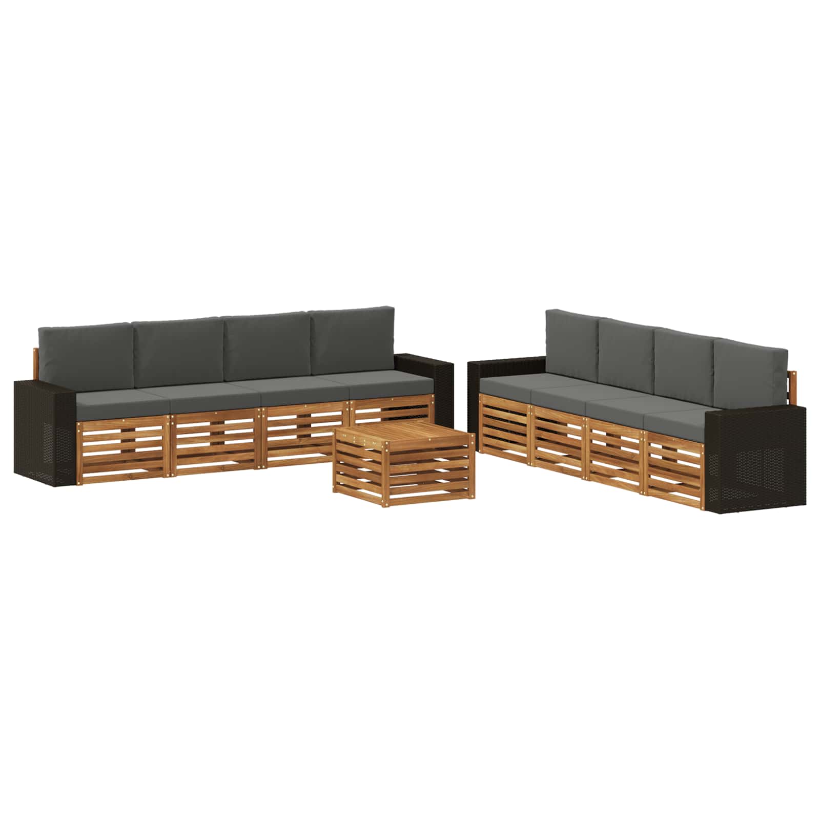 vidaXL Zestawy sof z poduszką 9 pcs Lite Drewno Akacji
