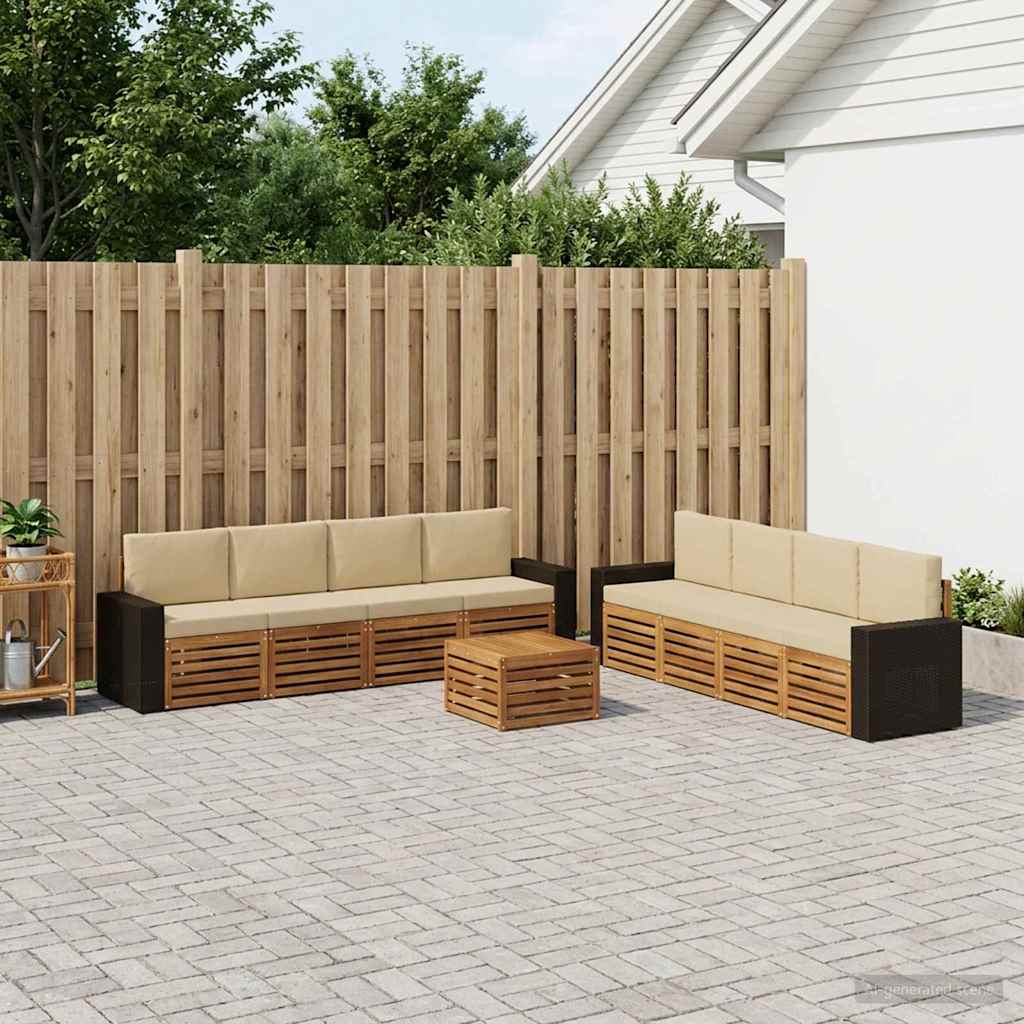vidaXL Zestawy sof z poduszką 9 pcs Lite Drewno Akacji