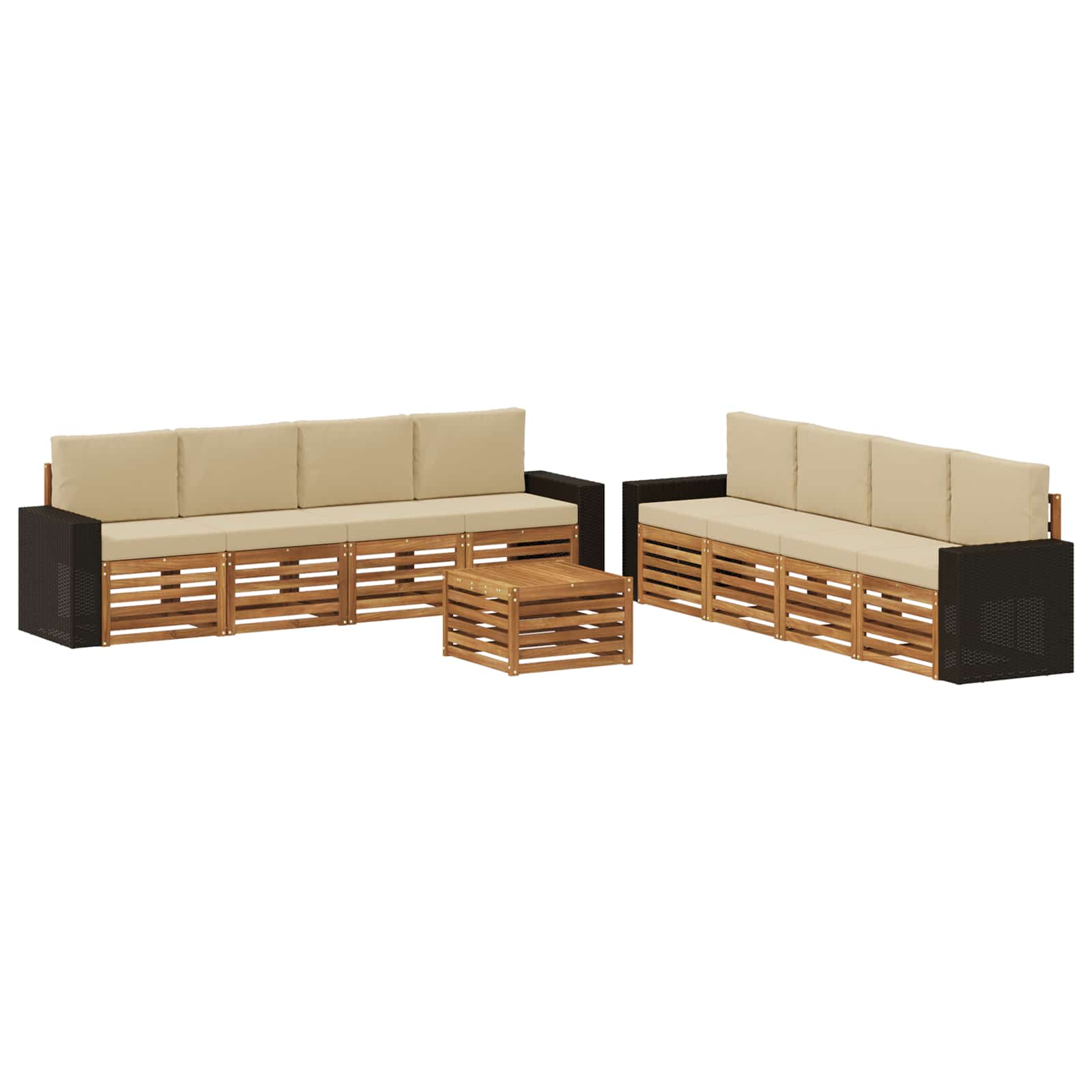 vidaXL Zestawy sof z poduszką 9 pcs Lite Drewno Akacji
