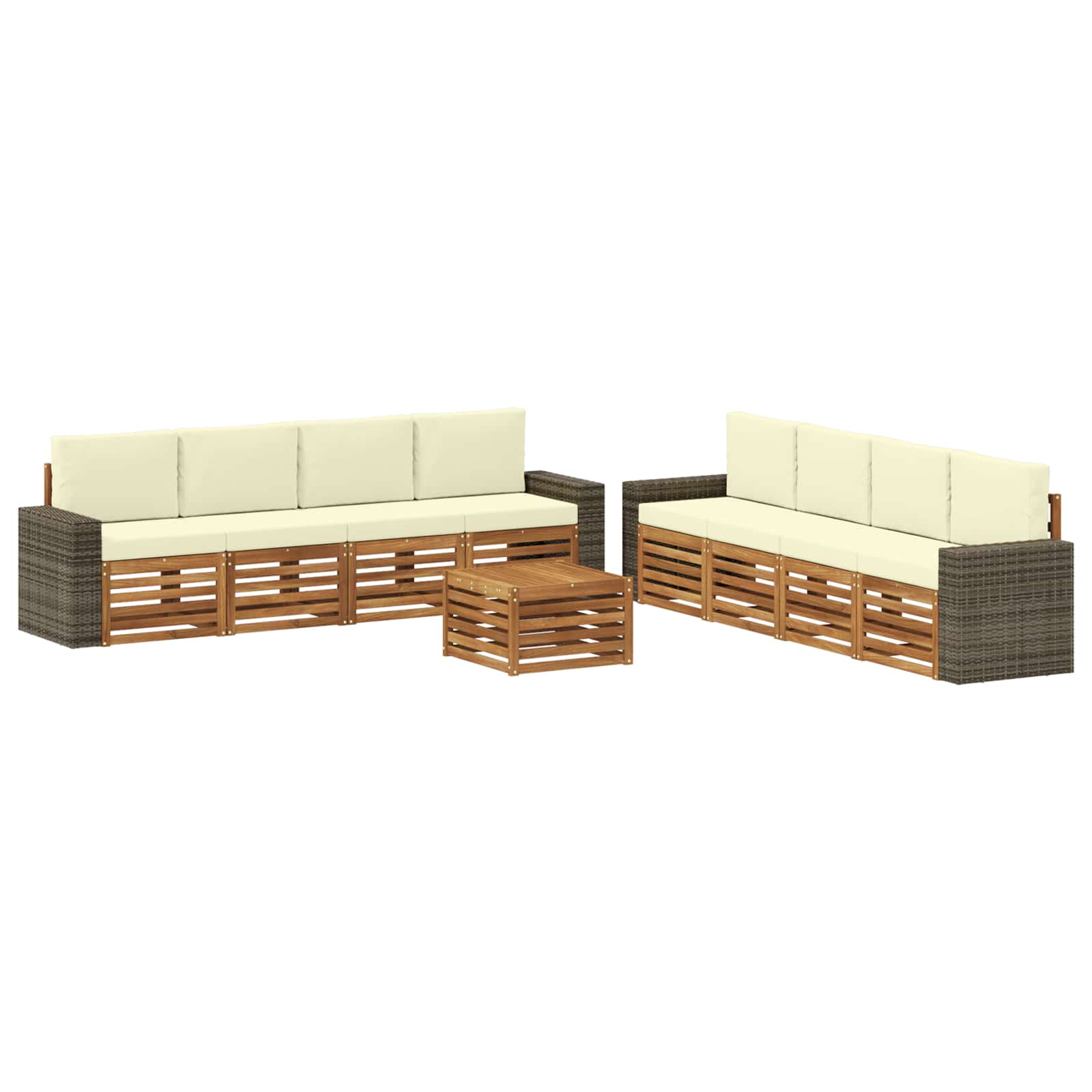 vidaXL Zestawy sof z poduszką 9 pcs Lite Drewno Akacji