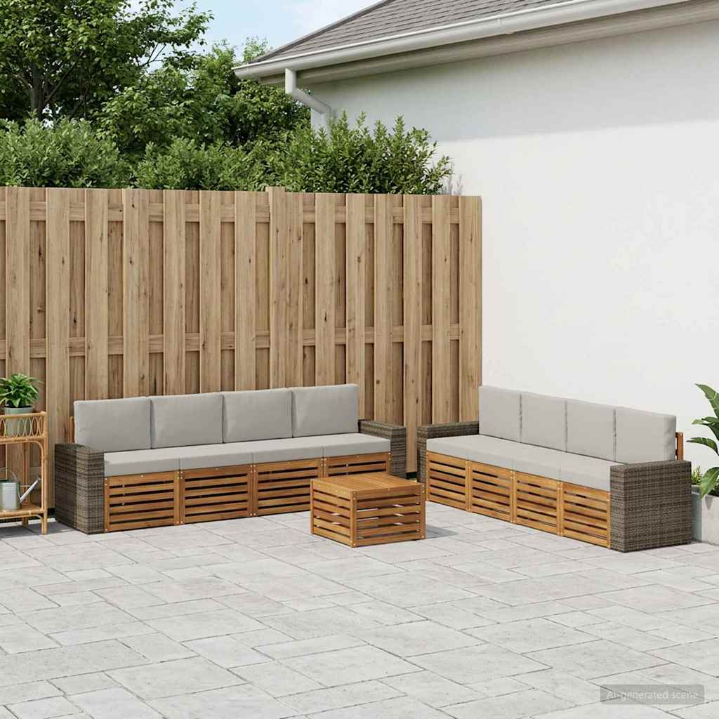 vidaXL Zestawy sof z poduszką 9 pcs Lite Drewno Akacji