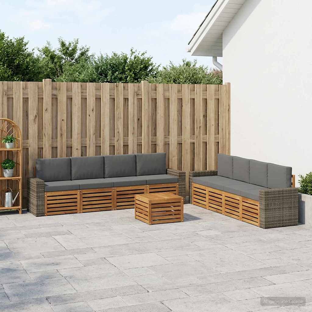 vidaXL Zestawy sof z poduszką 9 pcs Lite Drewno Akacji