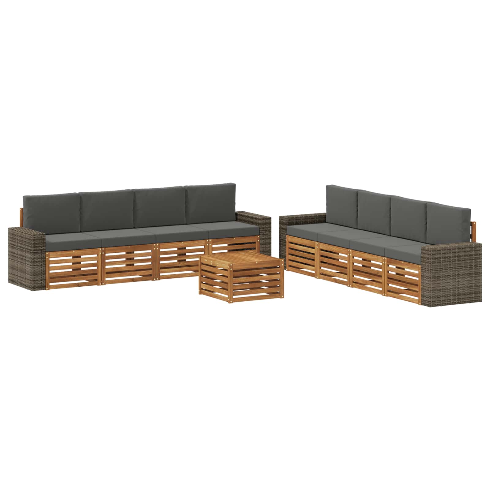 vidaXL Zestawy sof z poduszką 9 pcs Lite Drewno Akacji