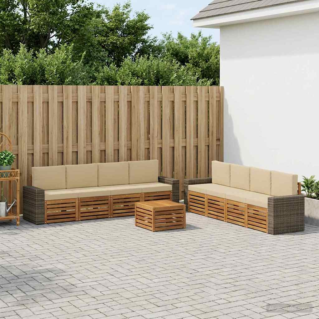 vidaXL Zestawy sof z poduszką 9 pcs Lite Drewno Akacji
