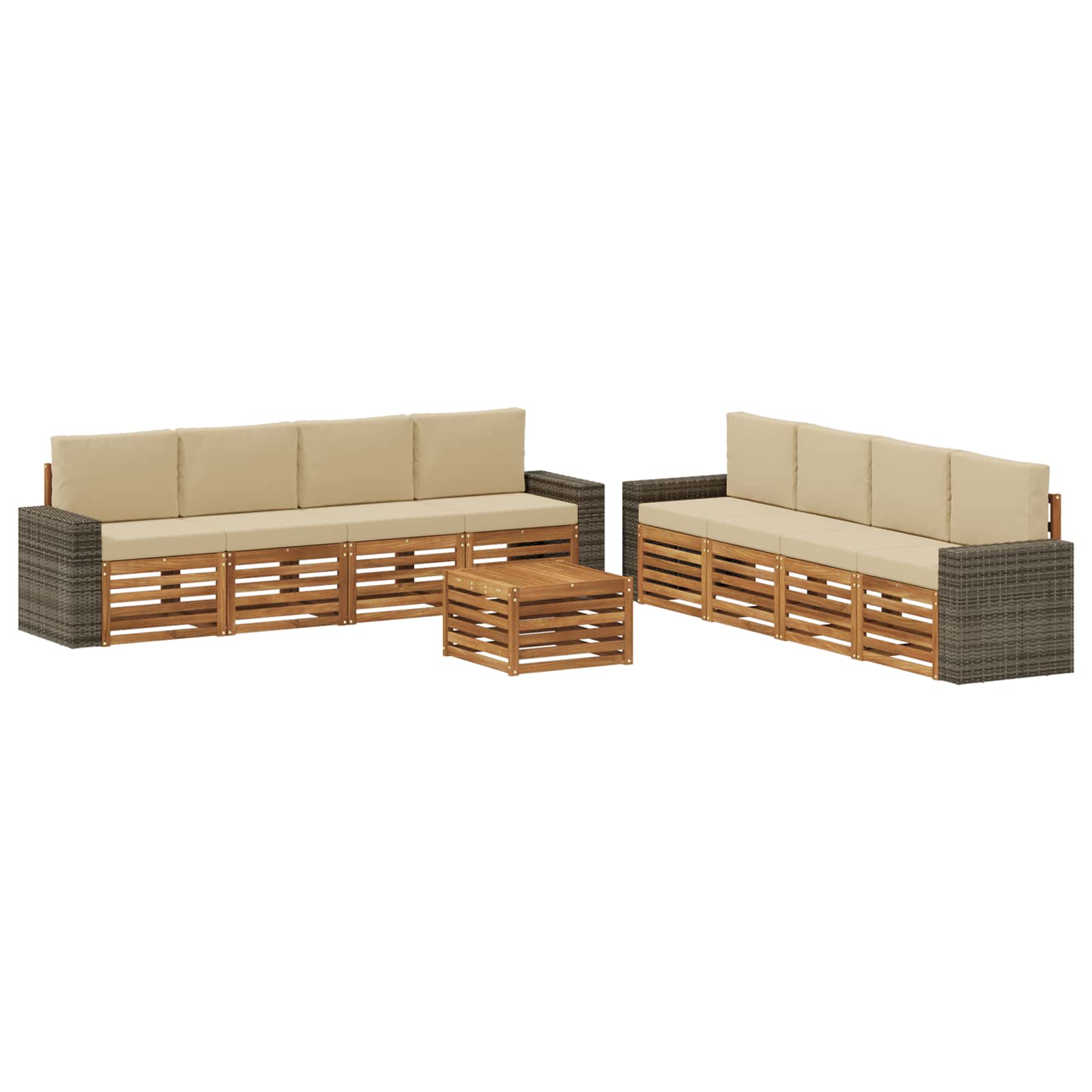 vidaXL Zestawy sof z poduszką 9 pcs Lite Drewno Akacji