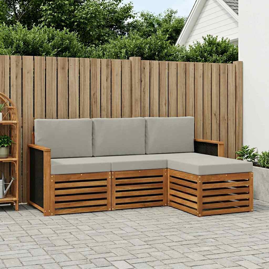 vidaXL Zestaw sof na zewnątrz 4 pcs Naturalny i jasnoszary