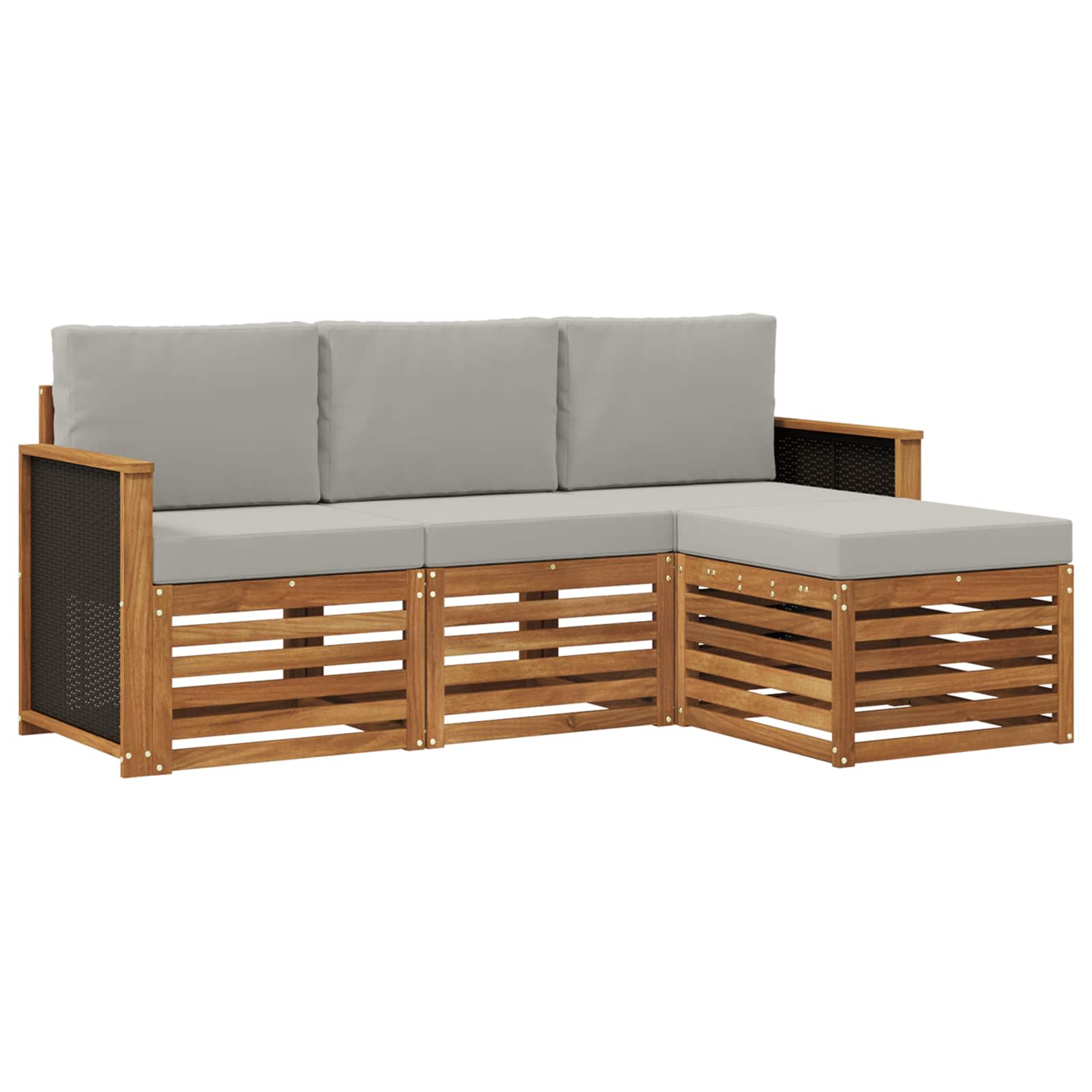vidaXL Zestaw sof na zewnątrz 4 pcs Naturalny i jasnoszary