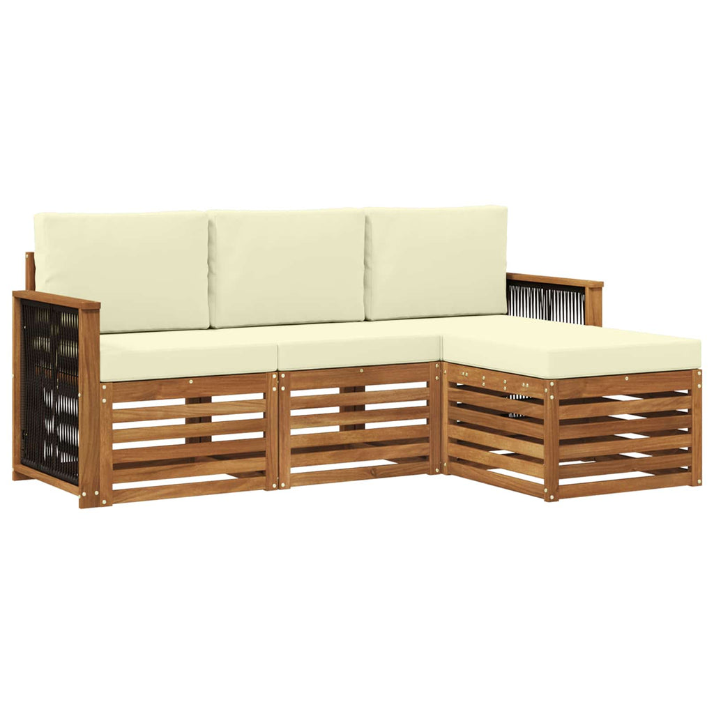 vidaXL Zestaw sof na zewnątrz z poduszką 4 pcs Naturalny i Kremowy