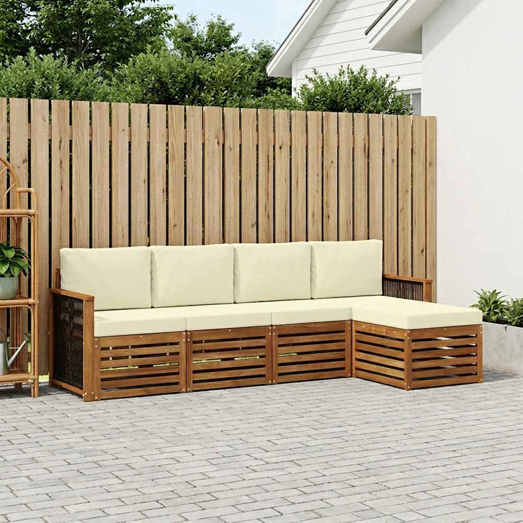 vidaXL Zestaw sof na zewnątrz z poduszką 5 pcs Naturalny i Kremowy