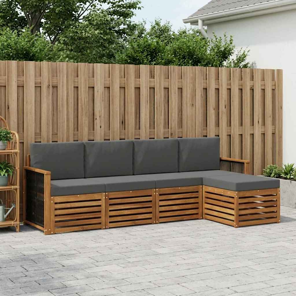 vidaXL Zestaw sof na zewnątrz z poduszką 5 pcs Naturalny i Antracytowy