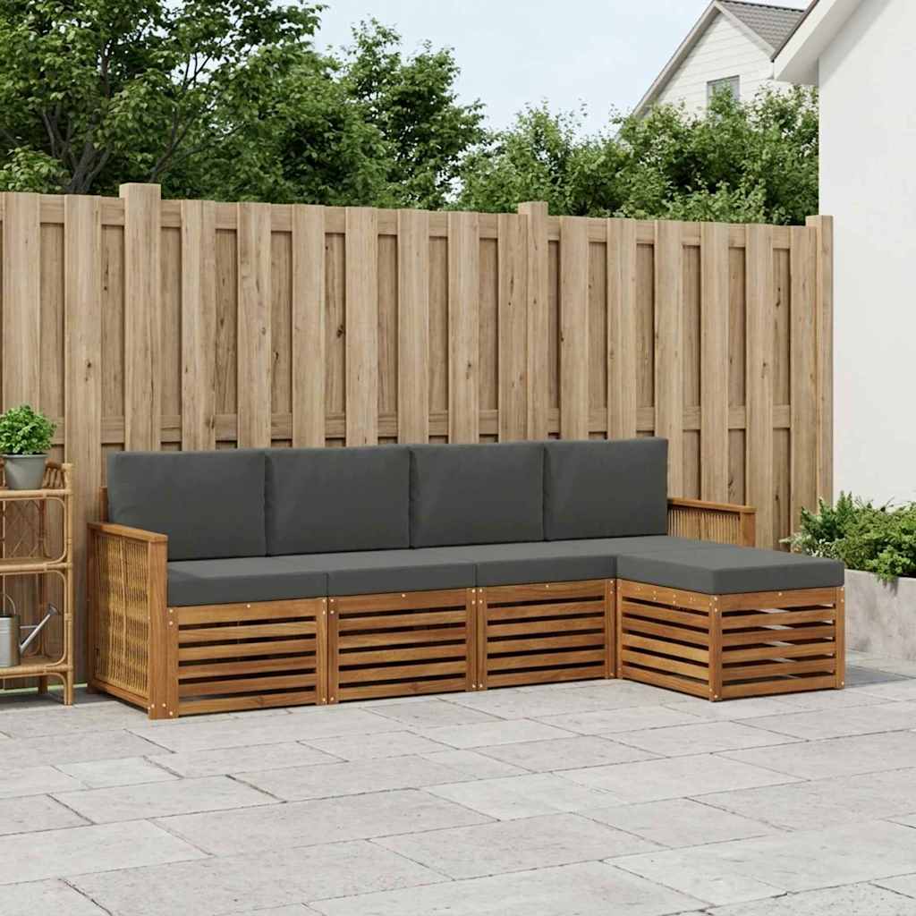 vidaXL Zestaw sof na zewnątrz z poduszką 5 pcs Naturalny i Antracytowy