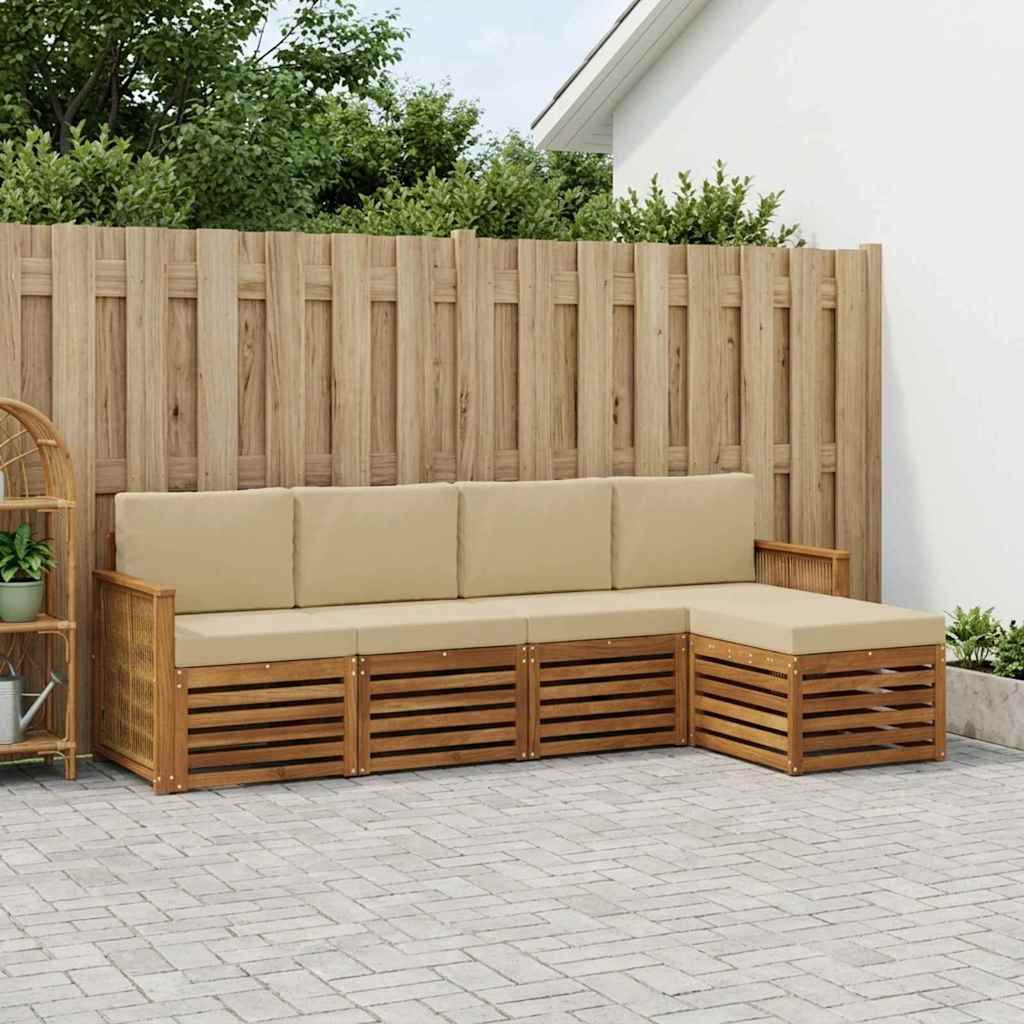 vidaXL Zestaw sof na zewnątrz z poduszką 5 pcs Naturalny i Beżowy