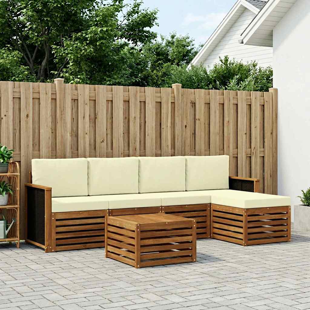 vidaXL Zestaw sof na zewnątrz z poduszką 6 pcs Naturalny i Kremowy