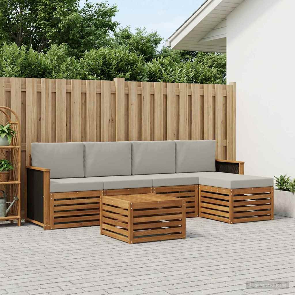 vidaXL Zestaw sof na zewnątrz z poduszką 6 pcs Naturalny i jasnoszary